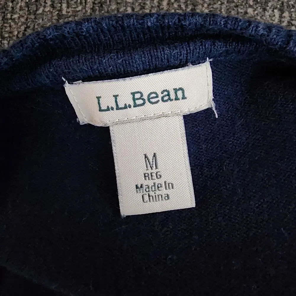 L.L. Bean Cotton Blend Navy Button-Front Cardigan | Women's Medium